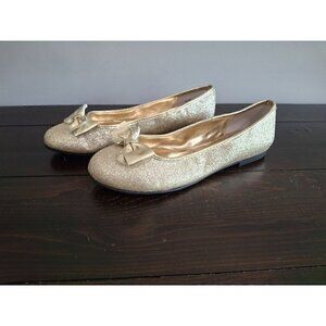 Nina Gold Glitter flats with Bow/NWOB, Sz. 6M